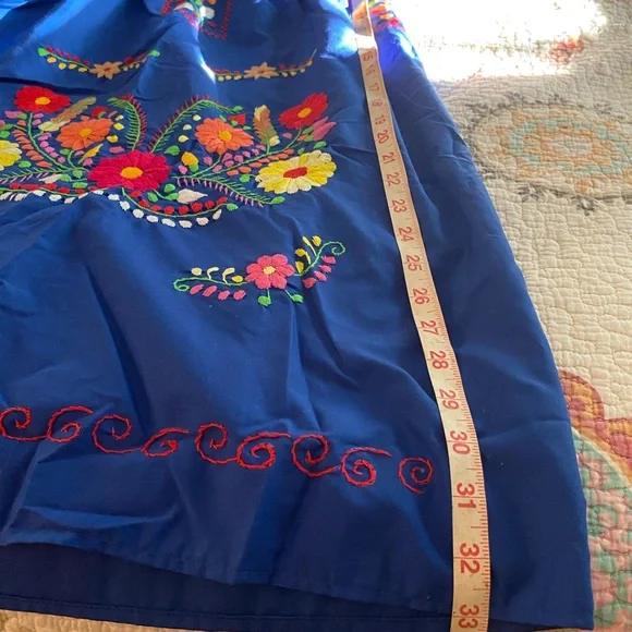 Made in Mexico Gorgeous Embroidered Strapless Small Dress Otomi - Picture 3 of 5